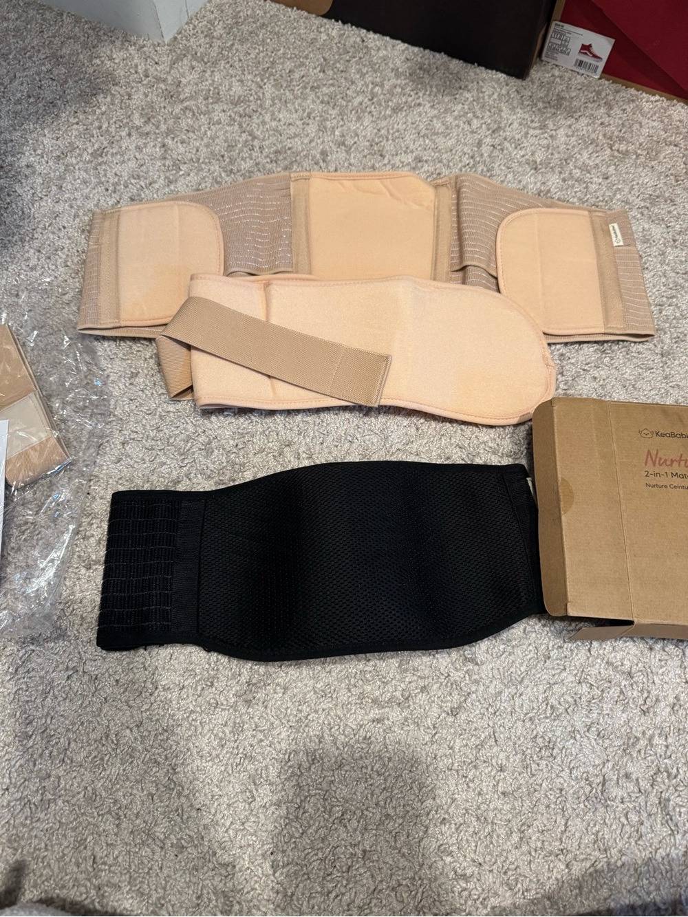 Postpartum & Back Support Belt Set — Black and Beige